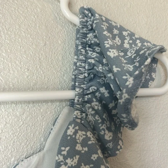 Light Blue Floral Dress Women's Medium Polyester - Picture 3 of 7